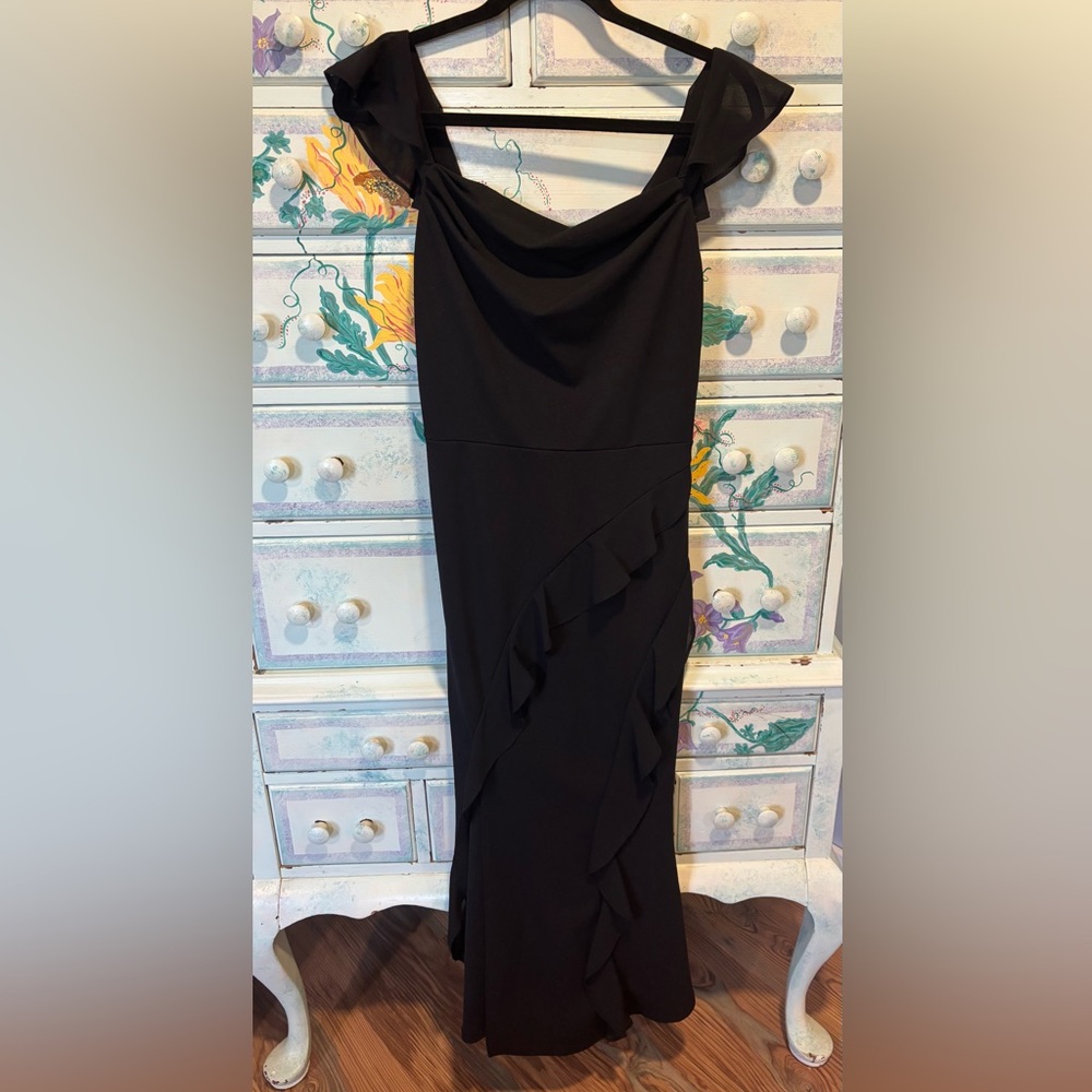 Grace Karin Black Asymmetrical Ruffle Dress